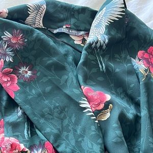 Wrap around dress silk shirt